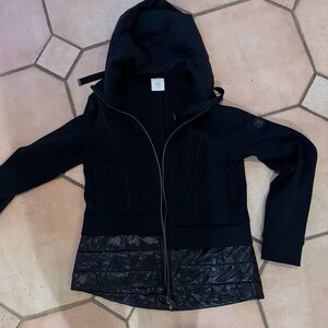 Black Hooded Jacket with Quilted Detail